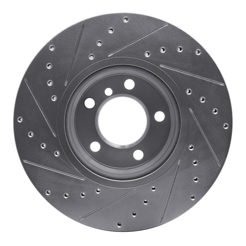 BMW 330e Brake Rotor (1) - Front Right - R1 Concepts - Drilled & Slotted - Silver - `12-`18